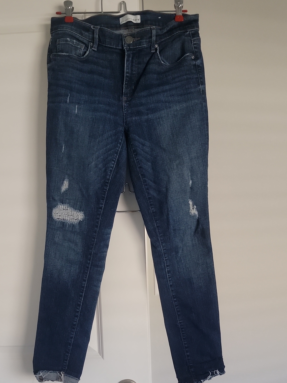 LOFT Dark Blue Distressed Skinny Jeans